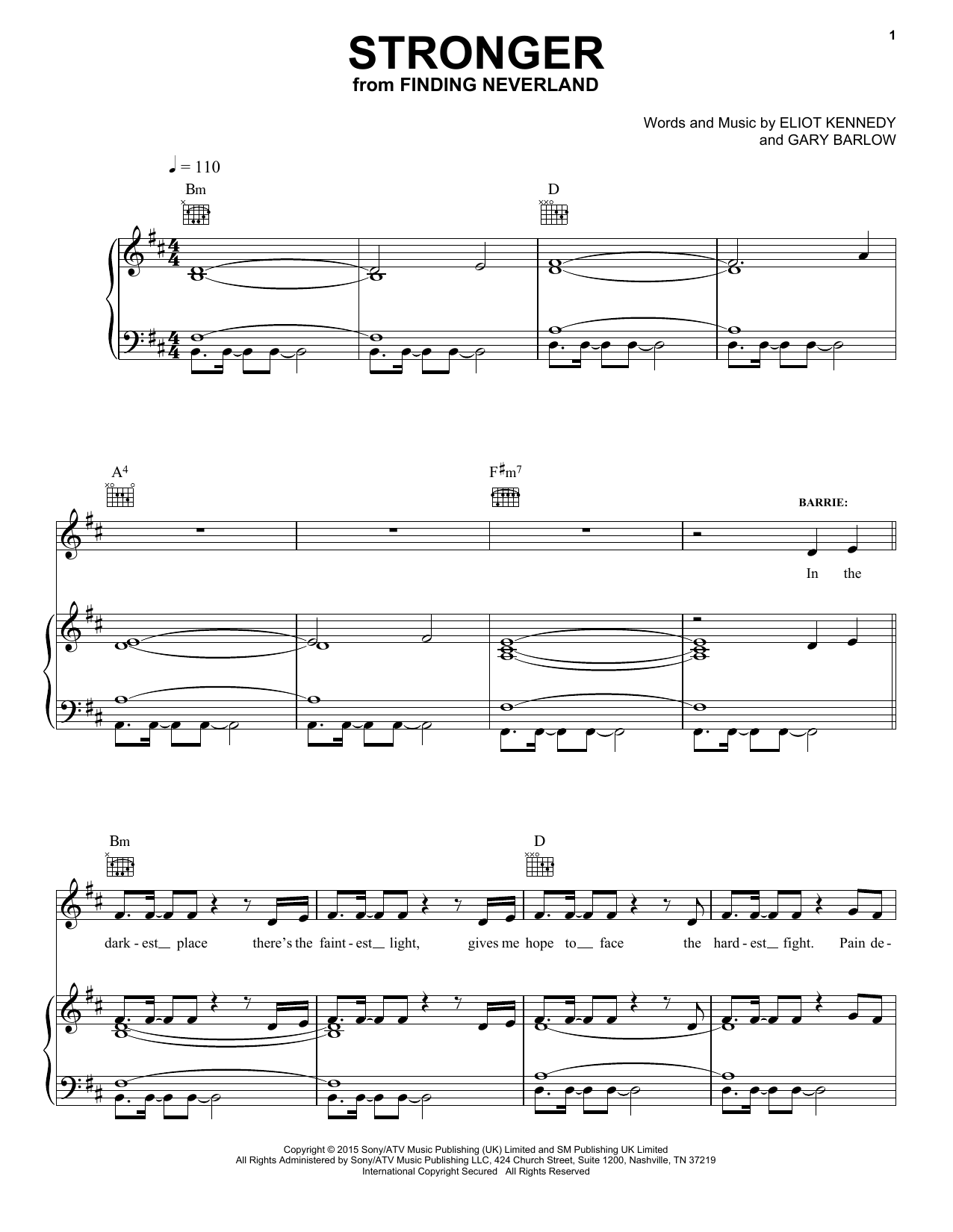 Learn to play Gary Barlow & Eliot Kennedy Stronger sheet music for Piano, Vocal & Guitar Chords (Right-Hand Melody) in minutes. Price: 7.8900$ Gary Barlow & Eliot Kennedy Stronger sheet music notes and chords arranged for Piano, Vocal & Guitar Chords (Right-Hand Melody)