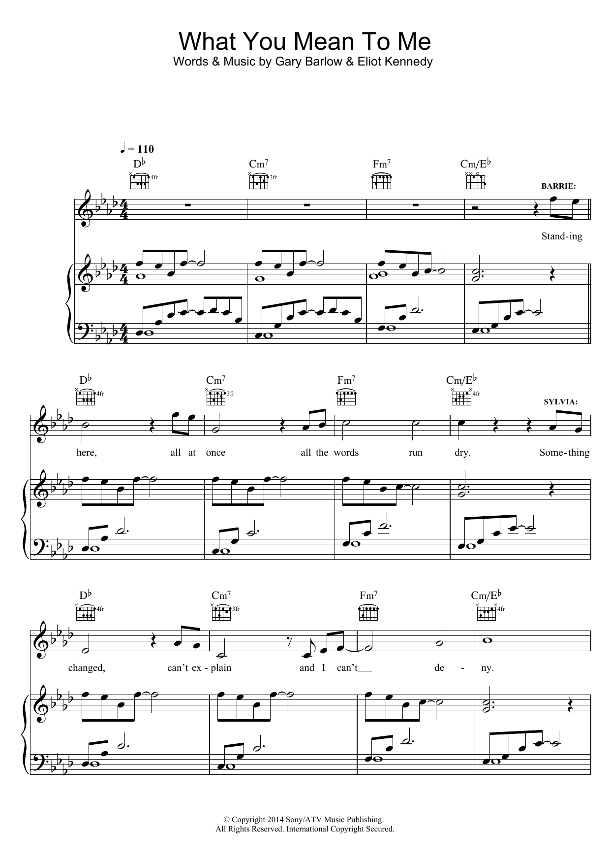 Gary Barlow & Eliot Kennedy What You Mean To Me (from 'Finding Neverland') sheet music notes and chords. Download Printable PDF.