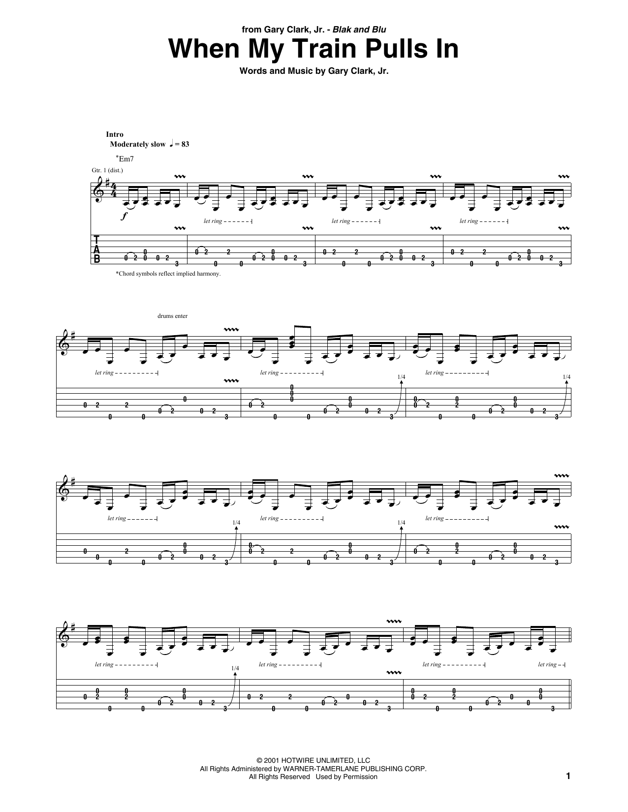 Gary Clark, Jr. When My Train Pulls In sheet music notes and chords. Download Printable PDF.