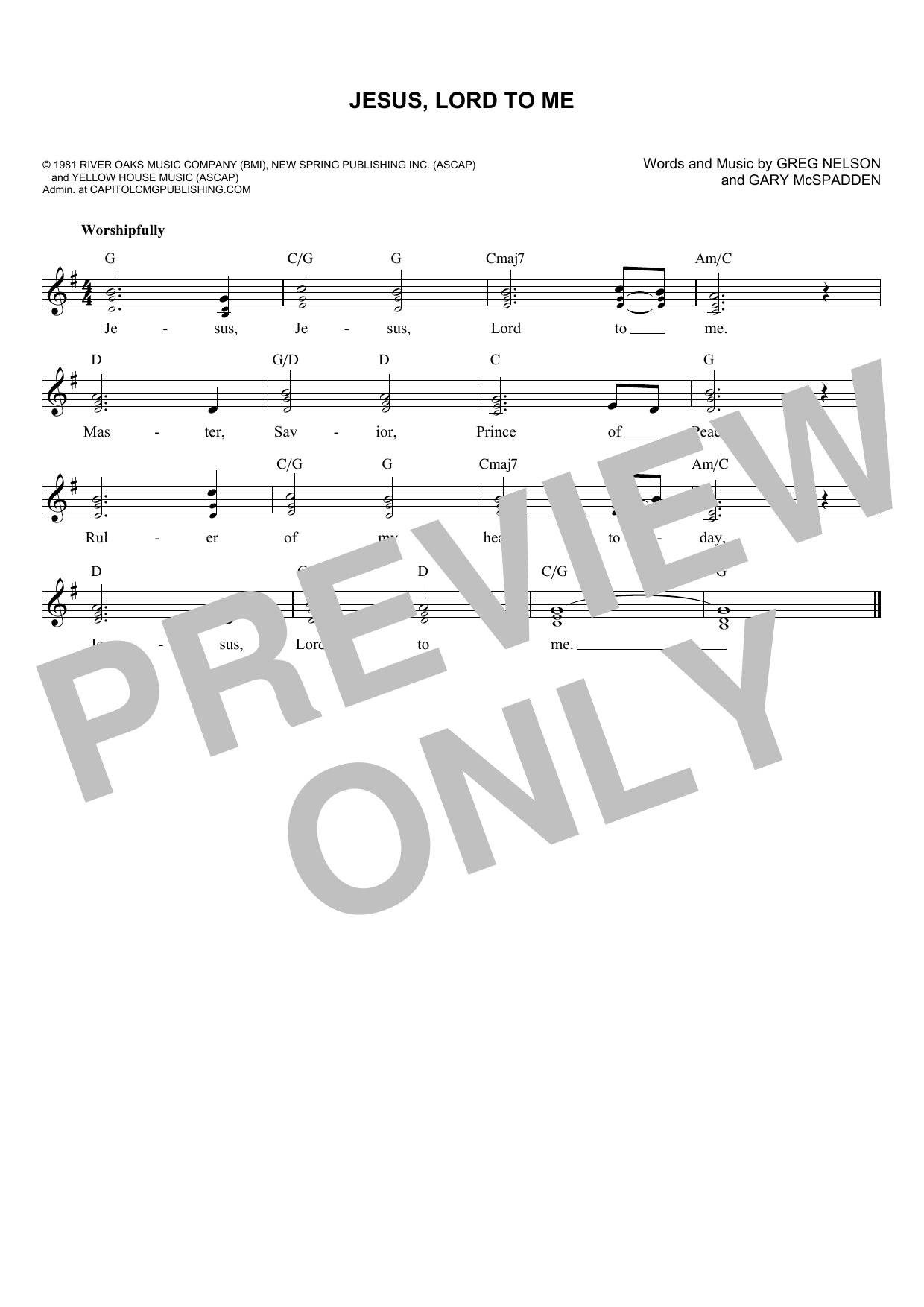 Learn to play Gary McSpadden Jesus, Lord To Me sheet music for Lead Sheet / Fake Book in minutes. Price: 5.9900$ Gary McSpadden Jesus, Lord To Me sheet music notes and chords arranged for Lead Sheet / Fake Book