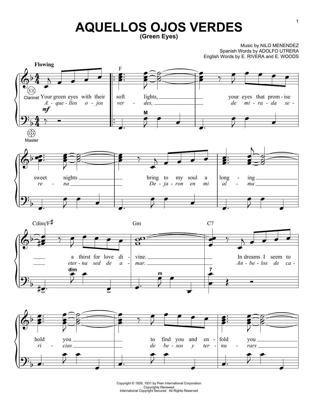 Learn to play Gary Meisner Aquellos Ojos Verdes (Green Eyes) sheet music for Accordion in minutes. Price: 7.8900$ Gary Meisner Aquellos Ojos Verdes (Green Eyes) sheet music notes and chords arranged for Accordion