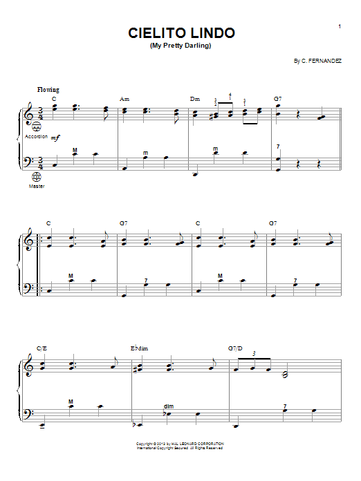 Gary Meisner Cielito Lindo (My Pretty Darling) sheet music notes and chords arranged for Accordion