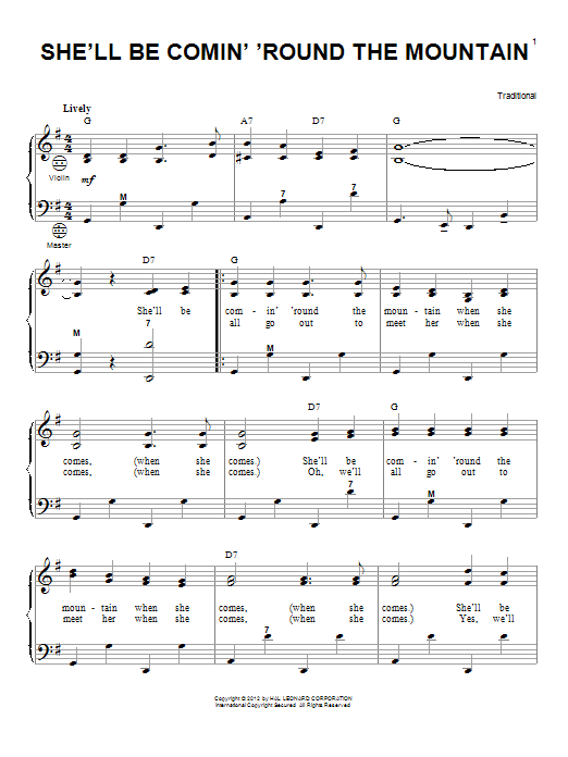 Gary Meisner She'll Be Comin' 'Round The Mountain sheet music notes and chords. Download Printable PDF.