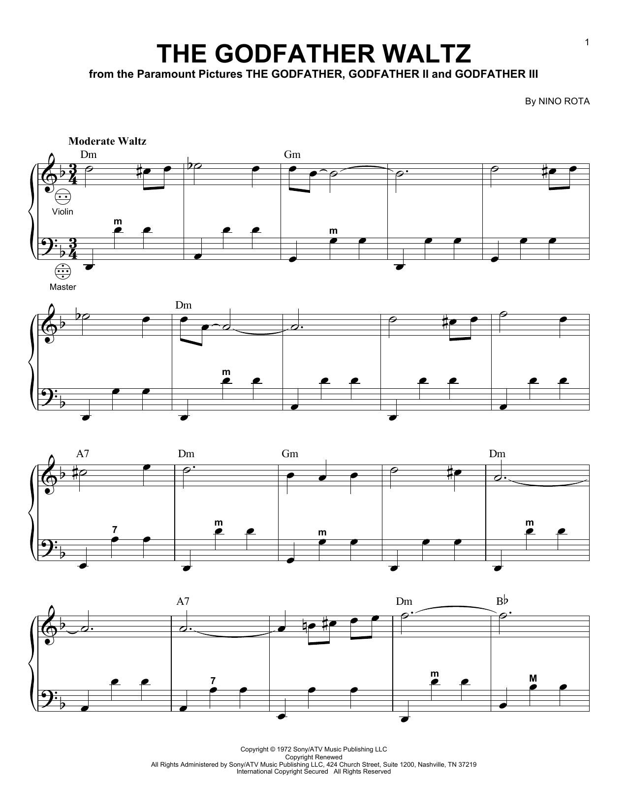 Gary Meisner The Godfather Waltz sheet music notes and chords. Download Printable PDF.