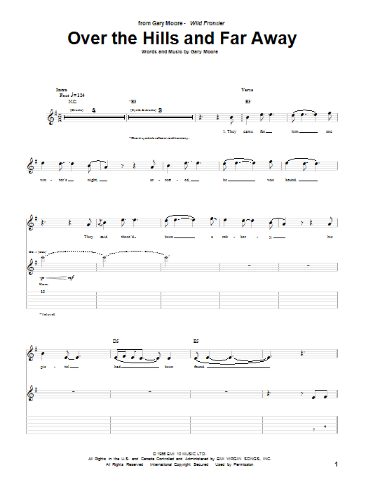 Learn to play Gary Moore Over The Hills And Far Away sheet music for Guitar Tab in minutes. Price: 7.8900$ Gary Moore Over The Hills And Far Away sheet music notes and chords arranged for Guitar Tab