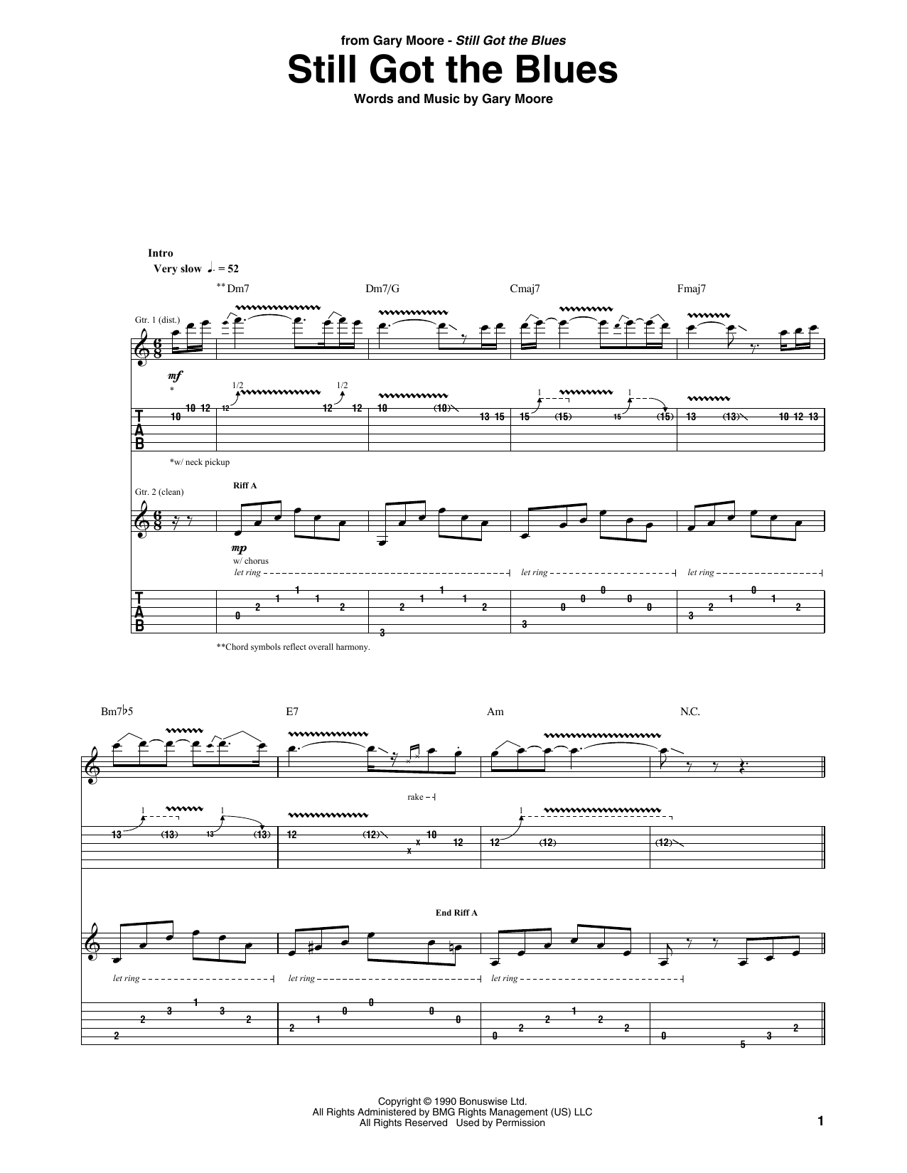 Gary Moore Still Got The Blues sheet music notes and chords. Download Printable PDF.