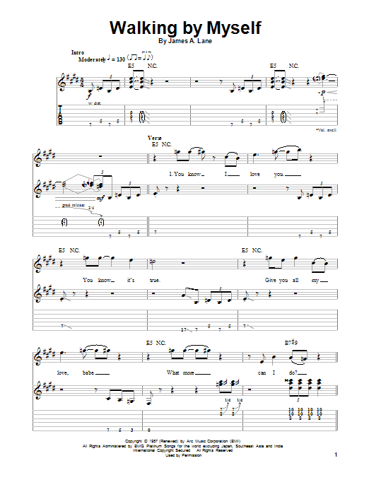 Gary Moore Walking By Myself sheet music notes and chords. Download Printable PDF.