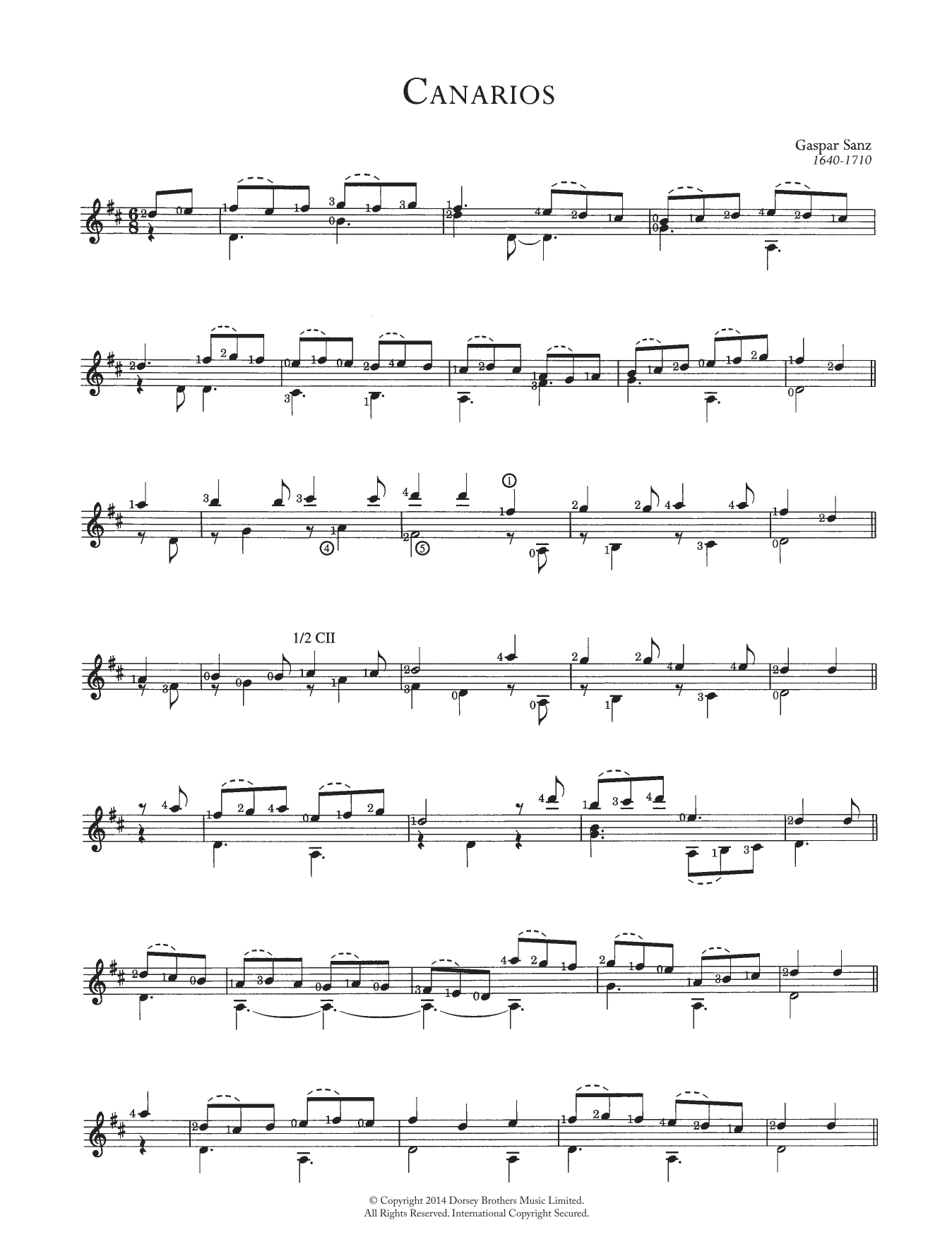 Gaspar Sanz Canarios sheet music notes and chords. Download Printable PDF.