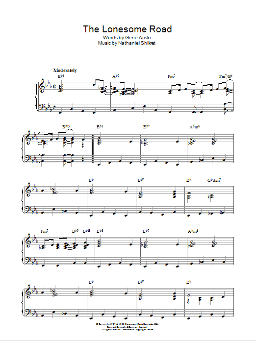 Learn to play Gene Austin The Lonesome Road sheet music for Piano Solo in minutes. Price: 7.8900$ Gene Austin The Lonesome Road sheet music notes and chords arranged for Piano Solo