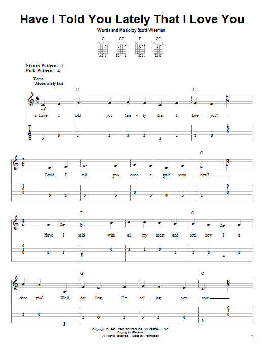 Gene Autry Have I Told You Lately That I Love You sheet music notes and chords. Download Printable PDF.