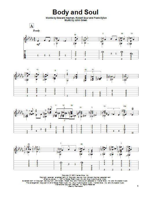 Gene Bertoncini Body And Soul sheet music notes and chords. Download Printable PDF.