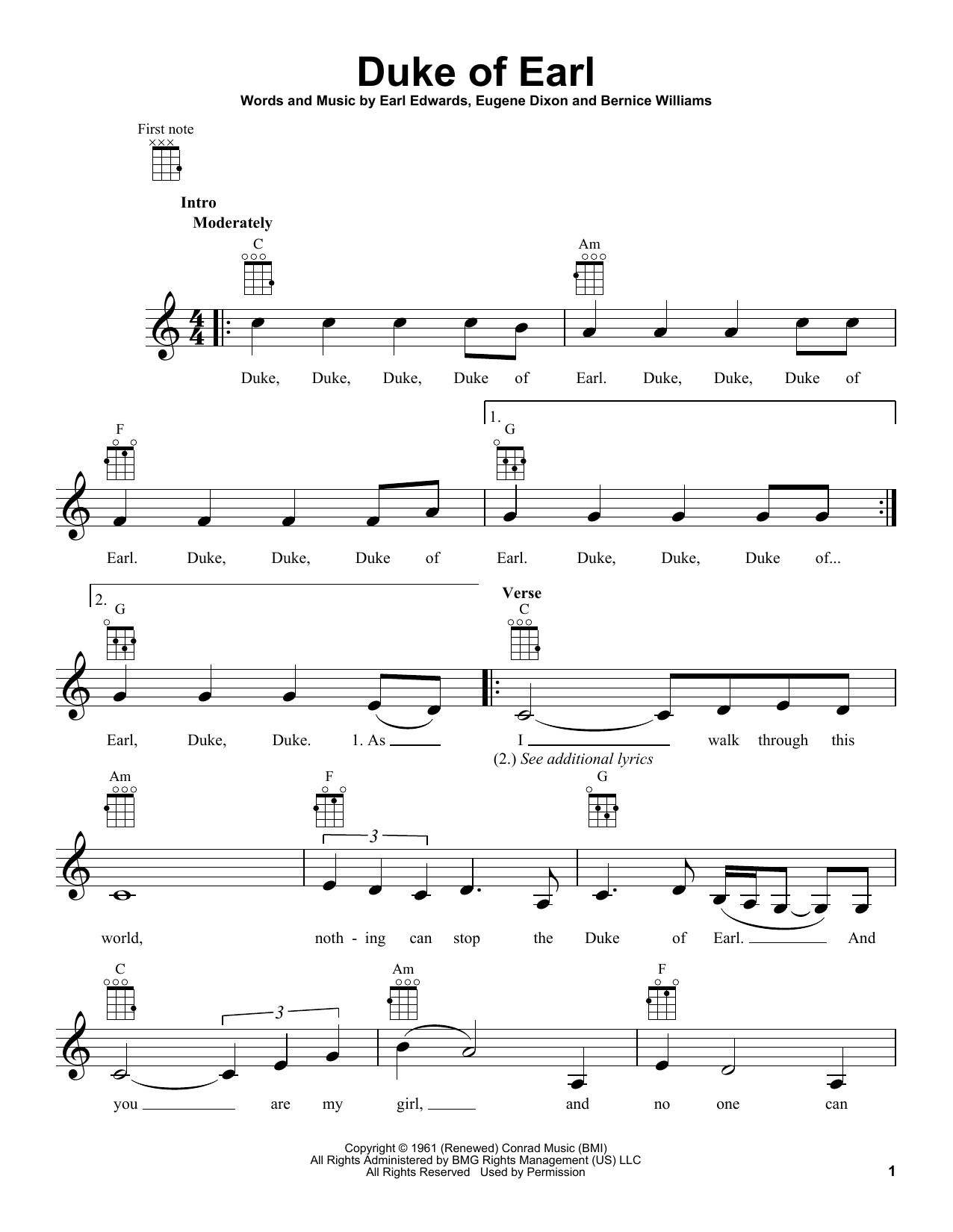 Gene Chandler Duke Of Earl sheet music notes and chords. Download Printable PDF.