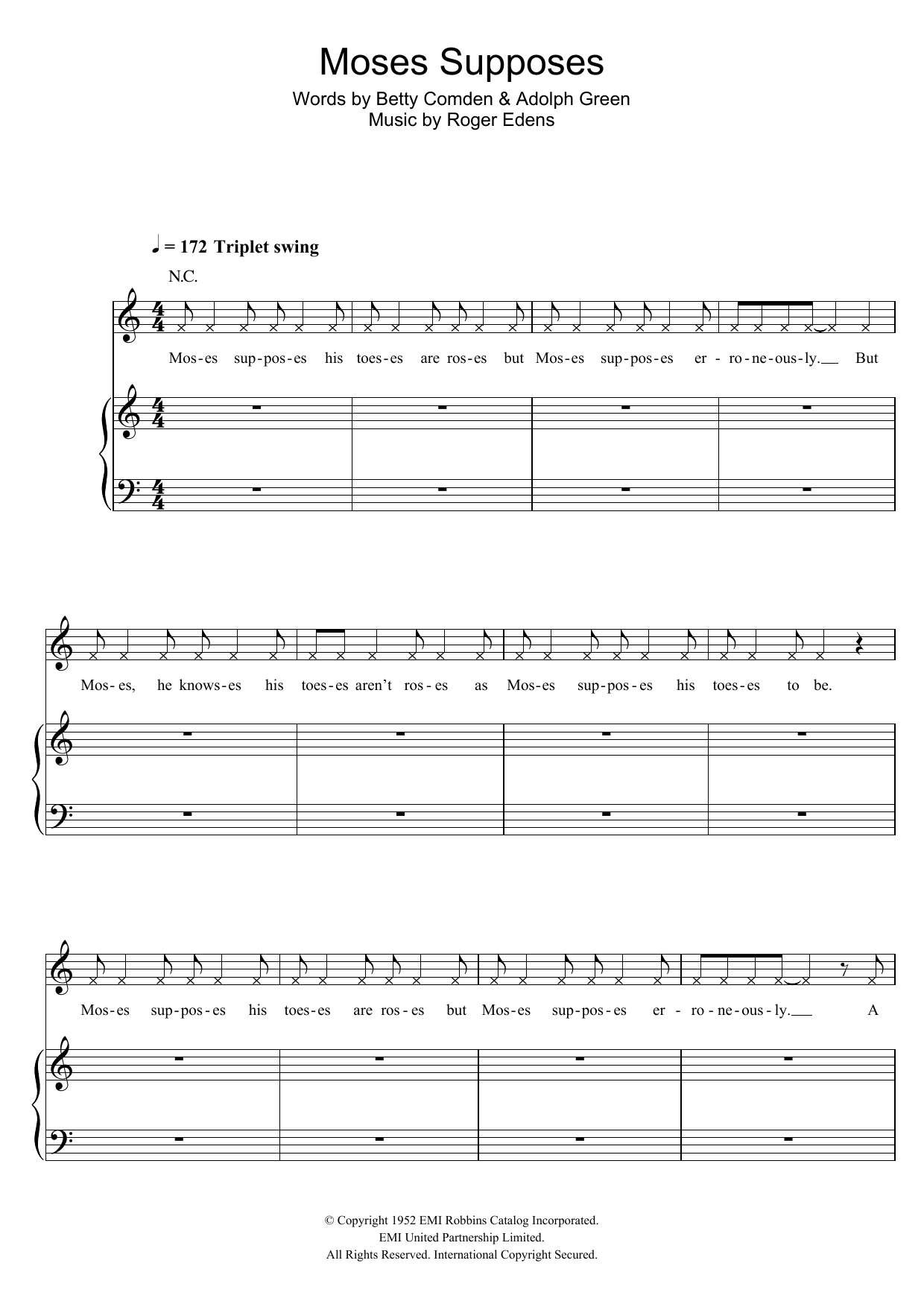 Gene Kelly Moses Supposes sheet music notes and chords arranged for Piano, Vocal & Guitar Chords