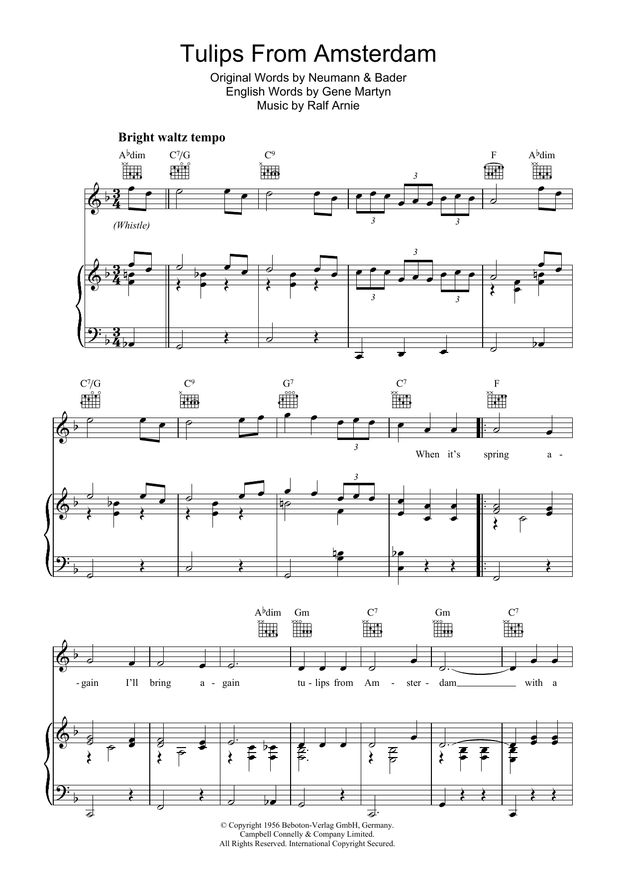 Learn to play Gene Martyn Tulips From Amsterdam sheet music for Piano, Vocal & Guitar Chords in minutes. Price: 7.8900$ Gene Martyn Tulips From Amsterdam sheet music notes and chords arranged for Piano, Vocal & Guitar Chords
