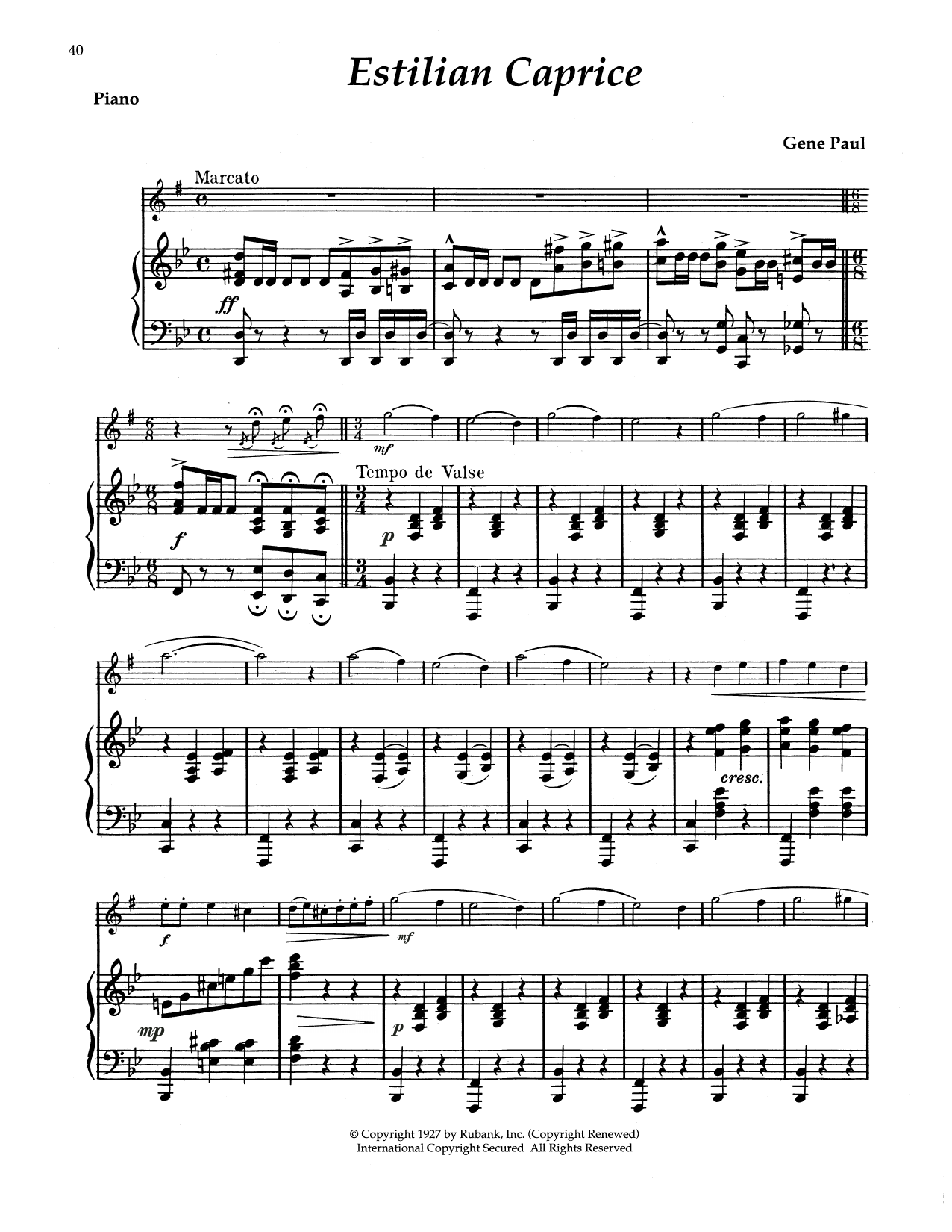 Gene Paul Estilian Caprice sheet music notes and chords. Download Printable PDF.