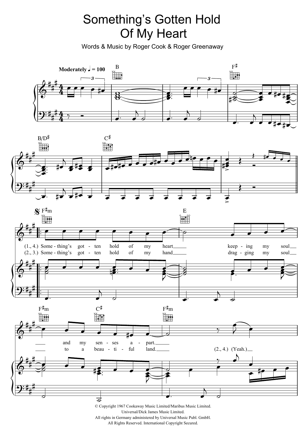 Gene Pitney Something's Gotten Hold Of My Heart sheet music notes and chords. Download Printable PDF.