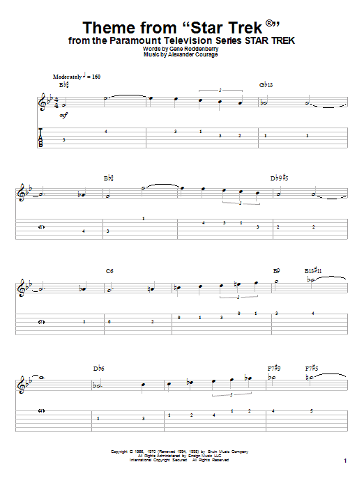 Gene Roddenberry Theme from Star Trek(R) sheet music notes and chords. Download Printable PDF.