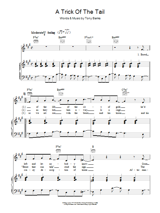 Learn to play Genesis A Trick Of The Tail sheet music for Piano, Vocal & Guitar Chords in minutes. Price: 7.8900$ Genesis A Trick Of The Tail sheet music notes and chords arranged for Piano, Vocal & Guitar Chords