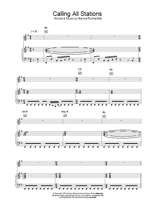 Learn to play Genesis Calling All Stations sheet music for Piano, Vocal & Guitar Chords in minutes. Price: 7.8900$ Genesis Calling All Stations sheet music notes and chords arranged for Piano, Vocal & Guitar Chords