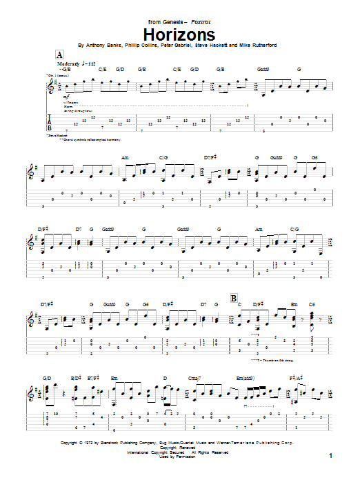 Genesis Horizons sheet music notes and chords. Download Printable PDF.