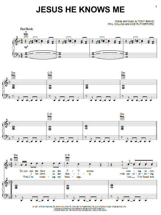 Genesis Jesus He Knows Me sheet music notes and chords. Download Printable PDF.