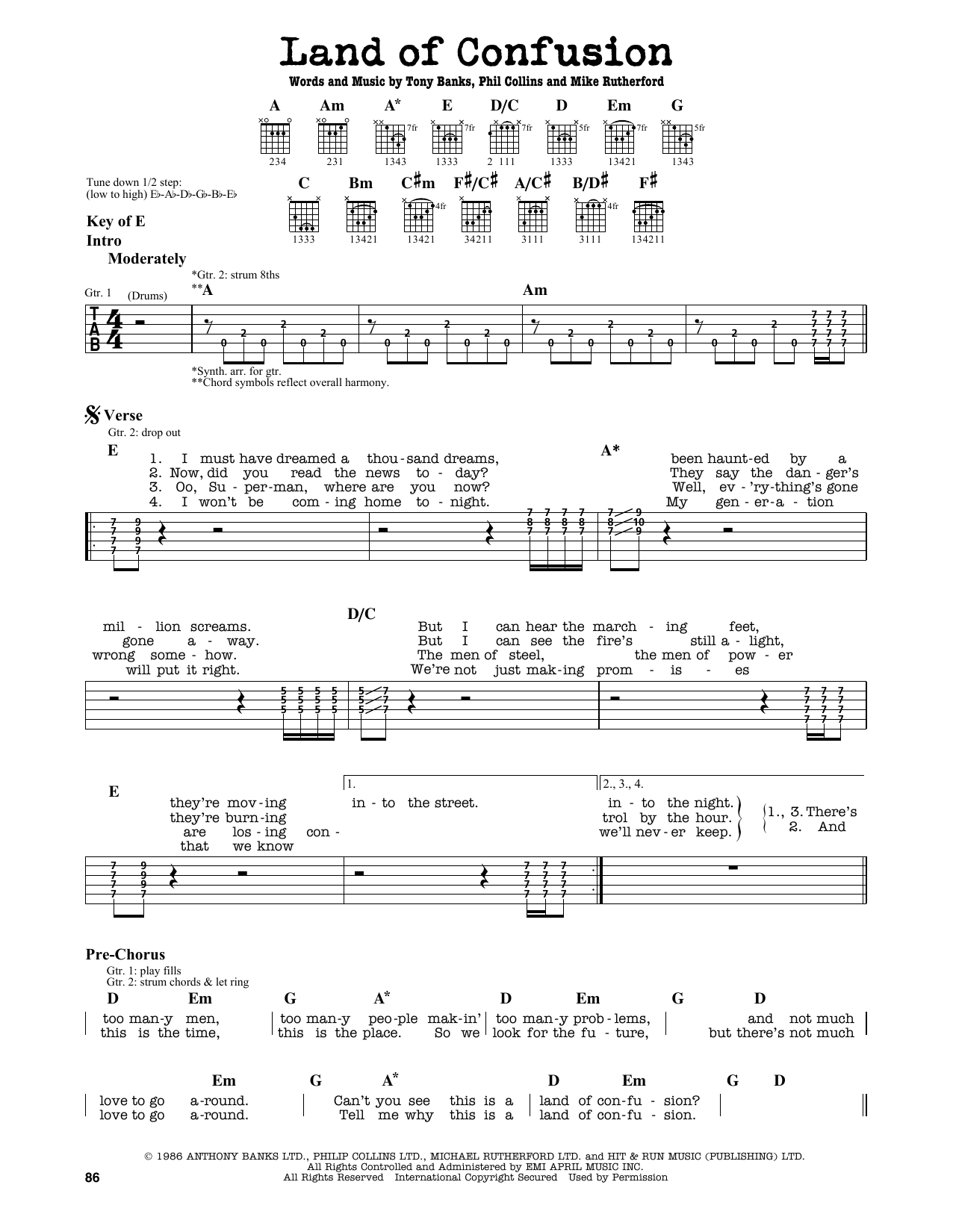 Genesis Land Of Confusion sheet music notes and chords. Download Printable PDF.