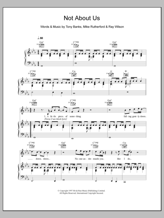 Genesis Not About Us sheet music notes and chords. Download Printable PDF.