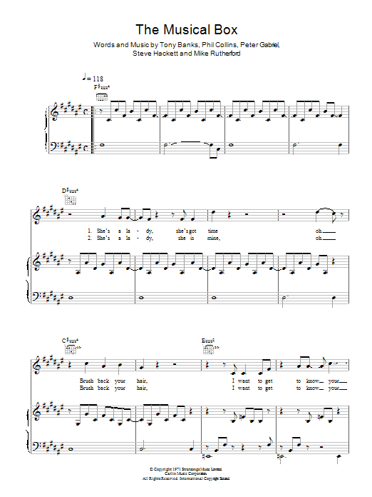 Genesis The Musical Box sheet music notes and chords. Download Printable PDF.