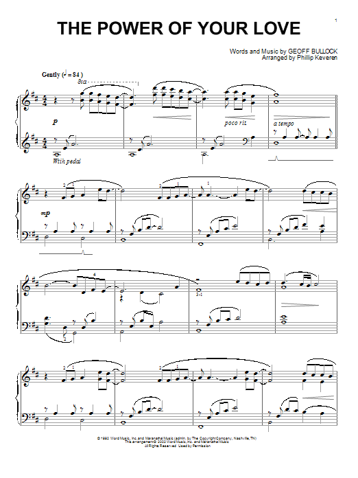 Phillip Keveren The Power Of Your Love sheet music notes and chords. Download Printable PDF.