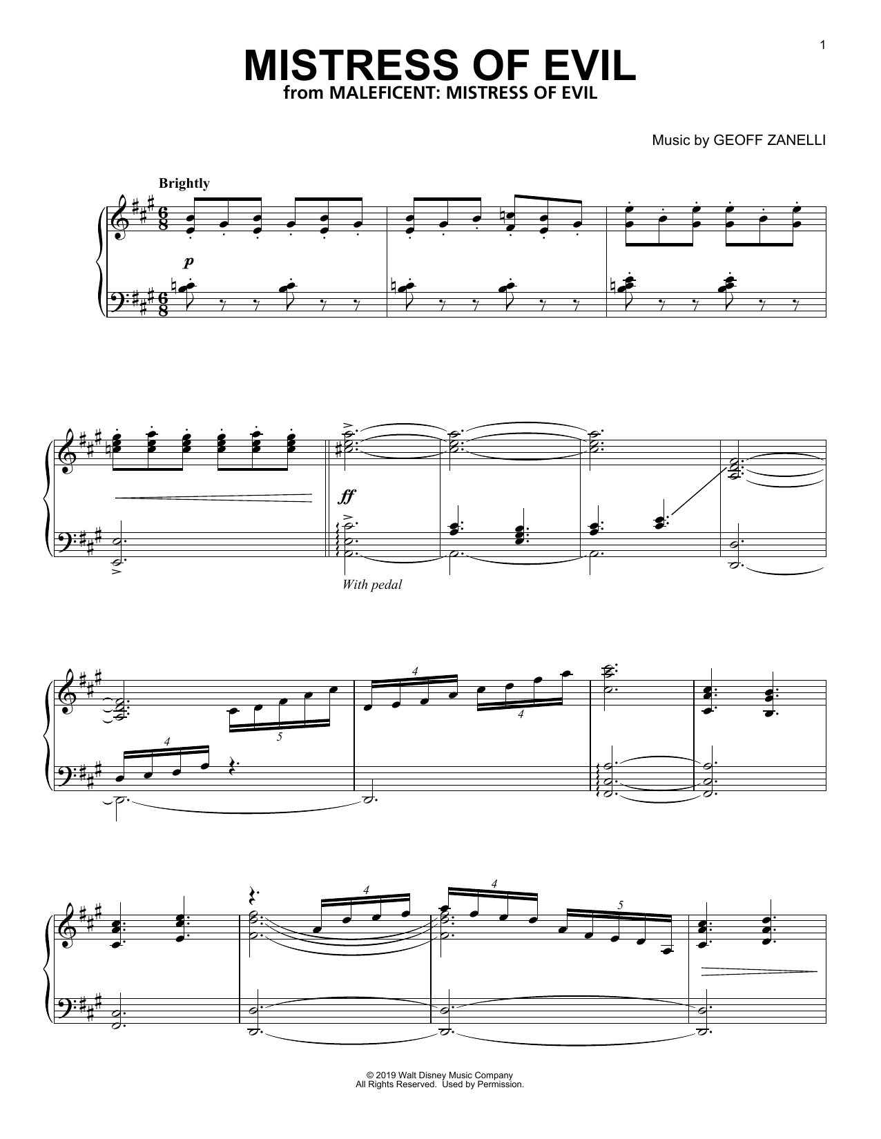 Learn to play Geoff Zanelli Mistress Of Evil (from Disney's Maleficent: Mistress of Evil) sheet music for Piano Solo in minutes. Price: 7.8900$ Geoff Zanelli Mistress Of Evil (from Disney's Maleficent: Mistress of Evil) sheet music notes and chords arranged for Piano Solo