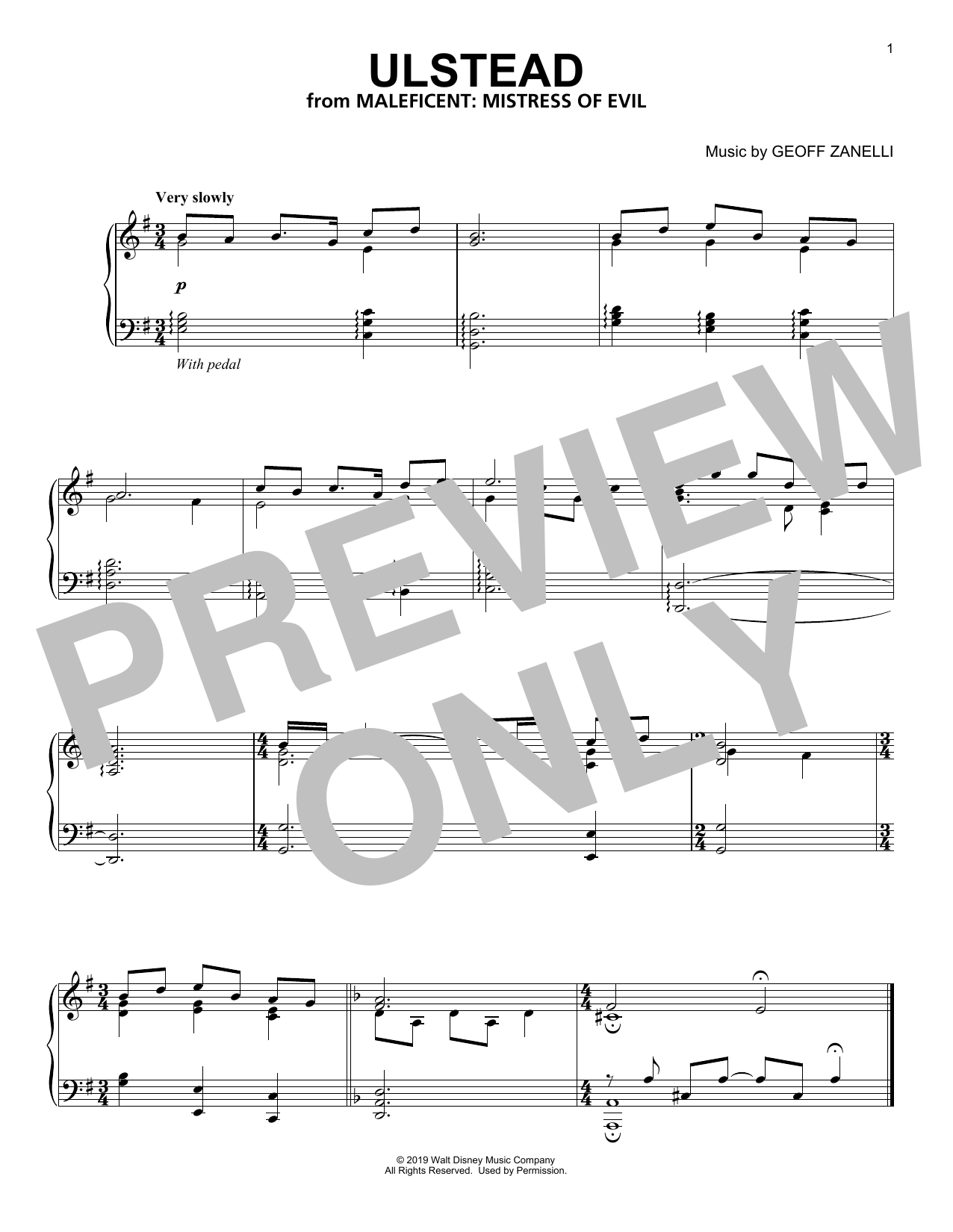 Learn to play Geoff Zanelli Ulstead (from Disney's Maleficent: Mistress of Evil) sheet music for Piano Solo in minutes. Price: 7.8900$ Geoff Zanelli Ulstead (from Disney's Maleficent: Mistress of Evil) sheet music notes and chords arranged for Piano Solo