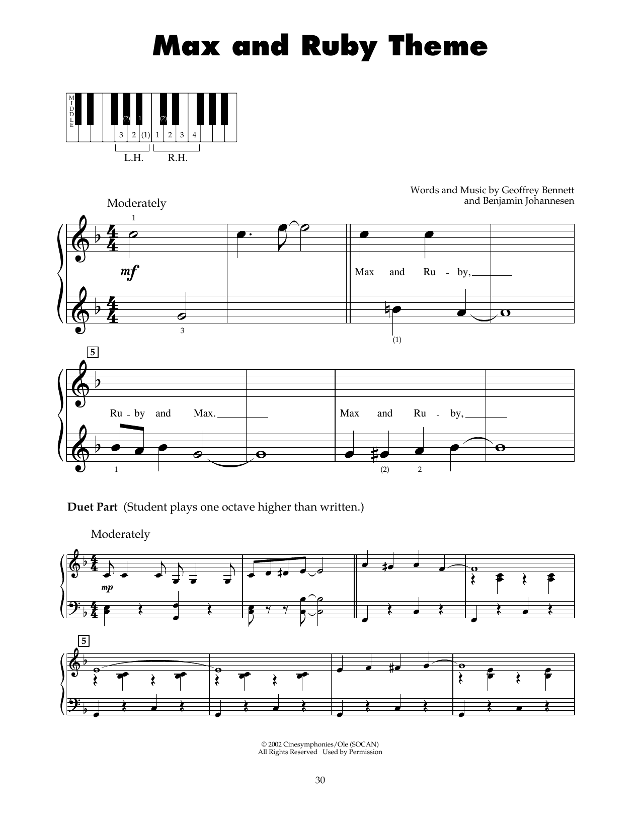 Geoffrey Bennett Max And Ruby Theme sheet music notes and chords. Download Printable PDF.