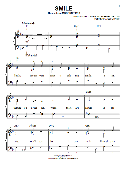 Geoffrey Parsons Smile sheet music notes and chords. Download Printable PDF.