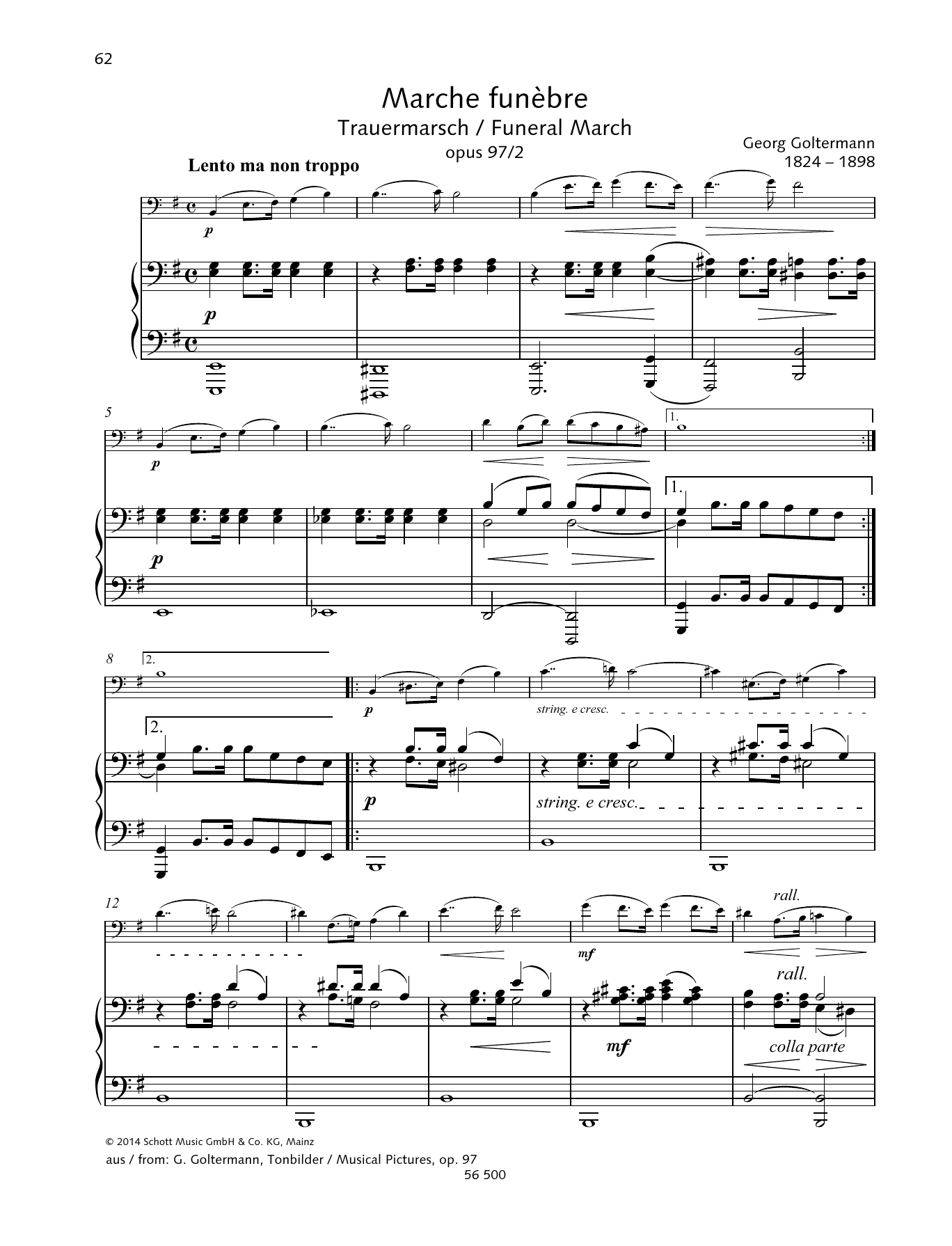 Learn to play Georg Goltermann Marche Funebre sheet music for String Solo in minutes. Price: 4.4900$ Georg Goltermann Marche Funebre sheet music notes and chords arranged for String Solo