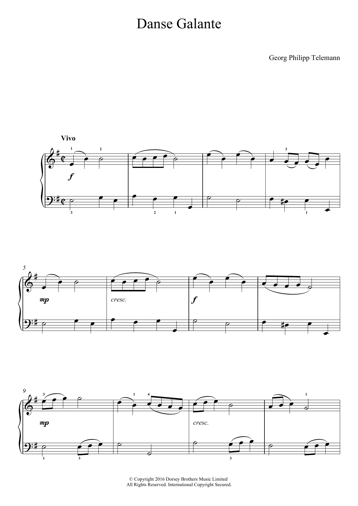 Learn to play Georg Philipp Telemann Danse Galante sheet music for Easy Piano in minutes. Price: 6.9900$ Georg Philipp Telemann Danse Galante sheet music notes and chords arranged for Easy Piano