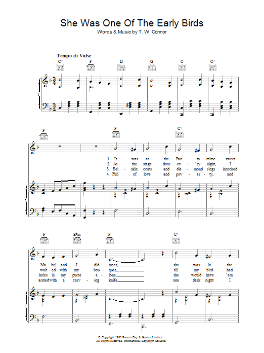 Learn to play George Beauchamp She Was One Of The Early Birds sheet music for Piano, Vocal & Guitar Chords in minutes. Price: 7.8900$ George Beauchamp She Was One Of The Early Birds sheet music notes and chords arranged for Piano, Vocal & Guitar Chords