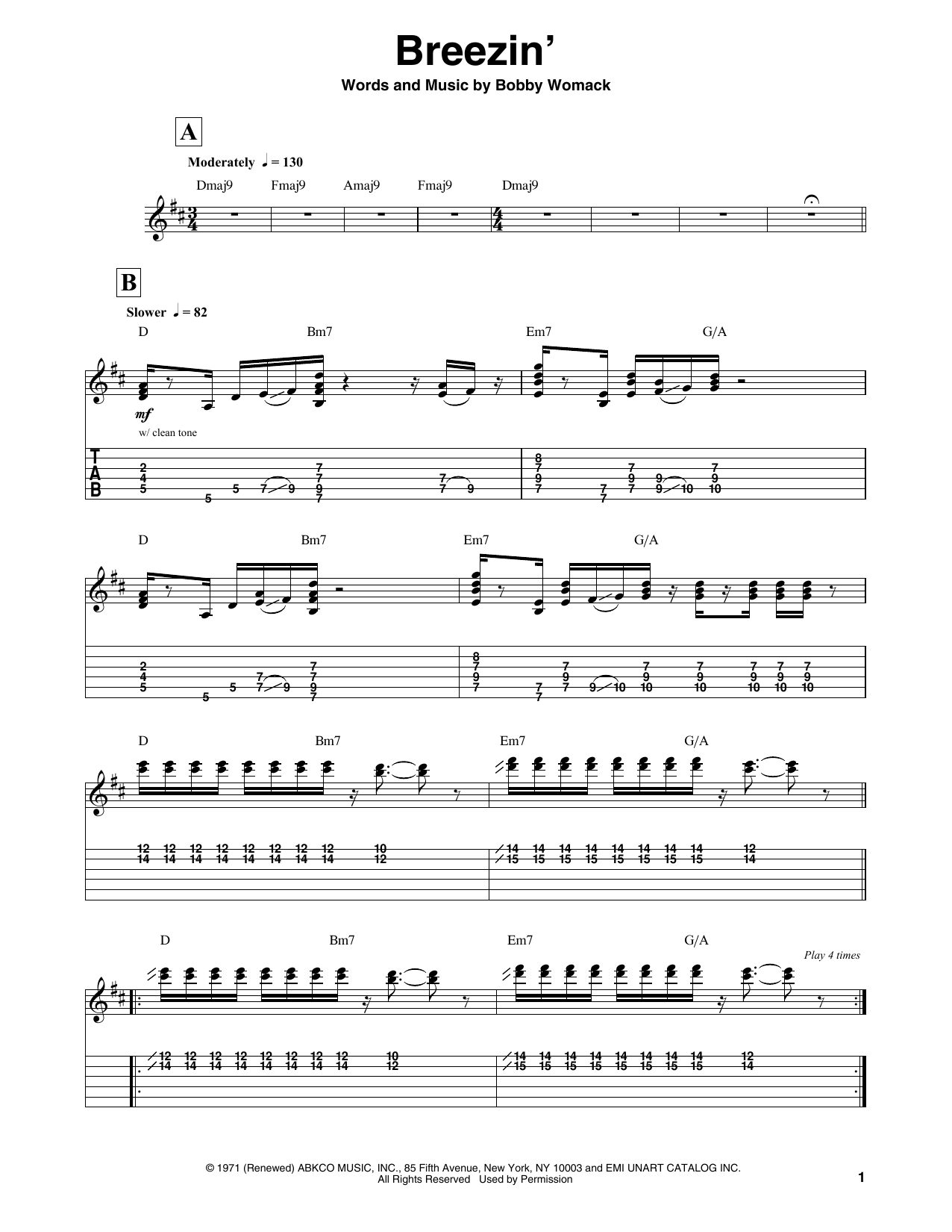 George Benson Breezin' sheet music notes and chords. Download Printable PDF.