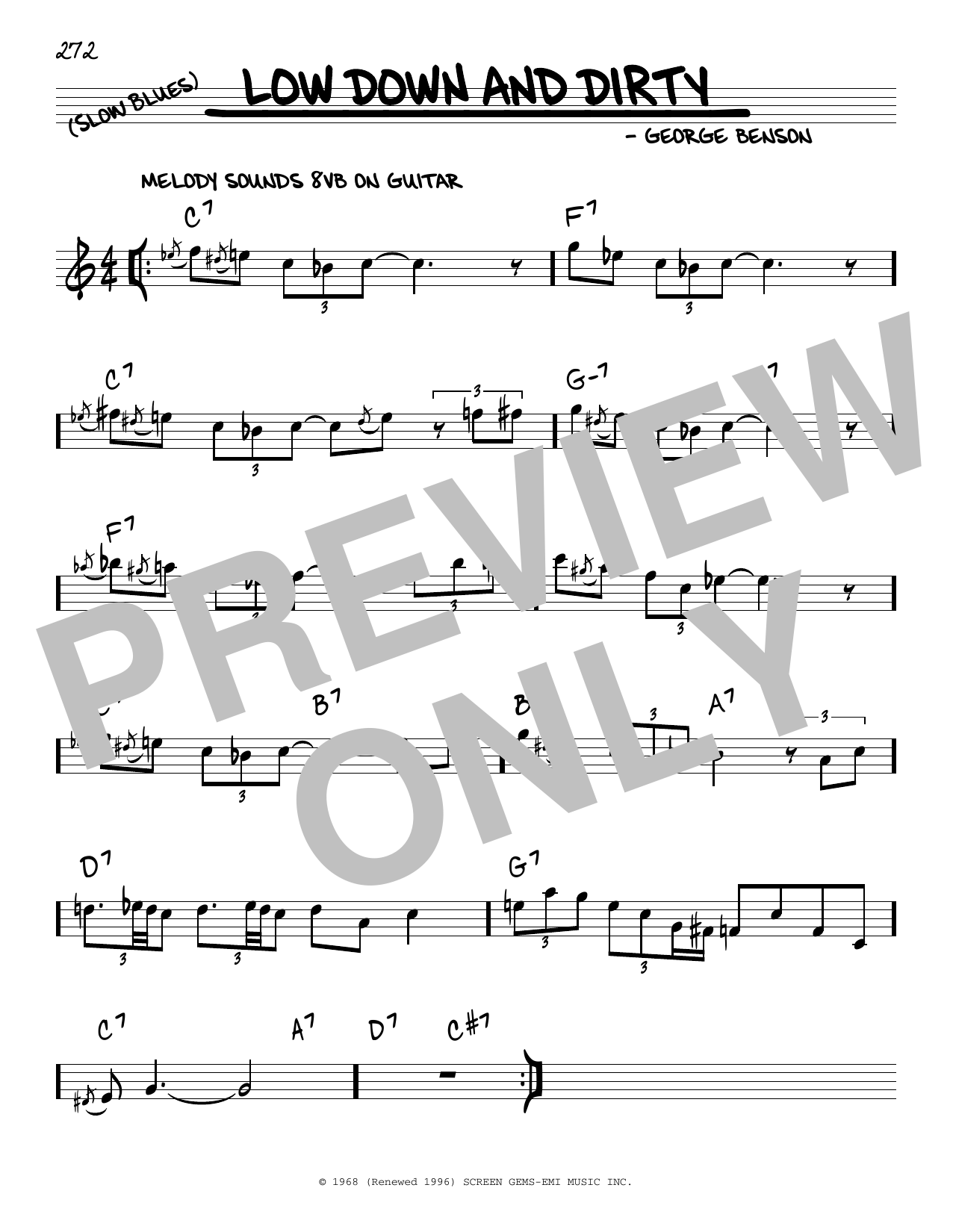 George Benson Low Down And Dirty sheet music notes and chords. Download Printable PDF.