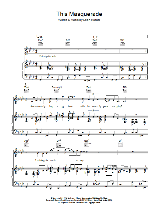 George Benson This Masquerade sheet music notes and chords. Download Printable PDF.