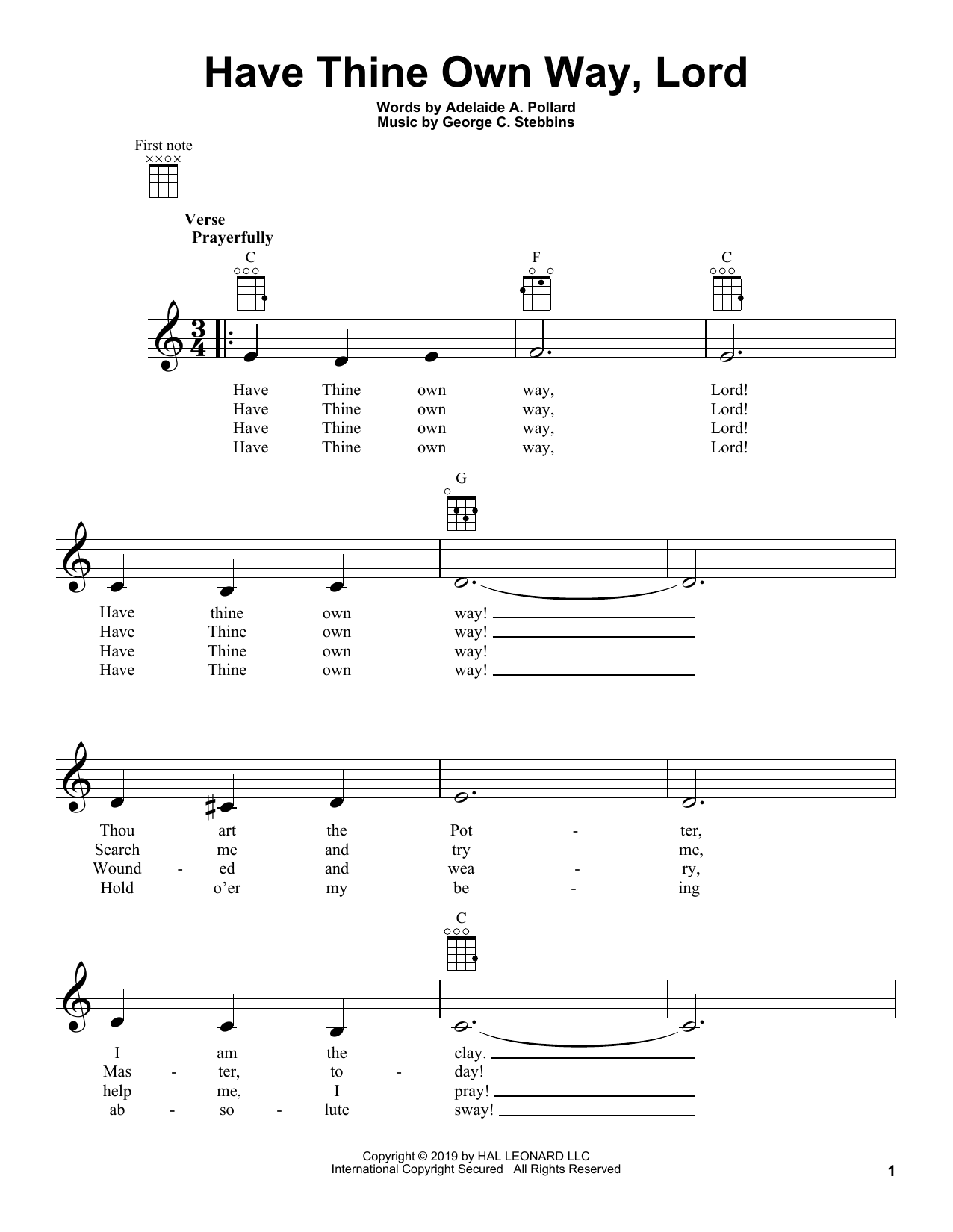 George C. Stebbins Have Thine Own Way, Lord sheet music notes and chords. Download Printable PDF.