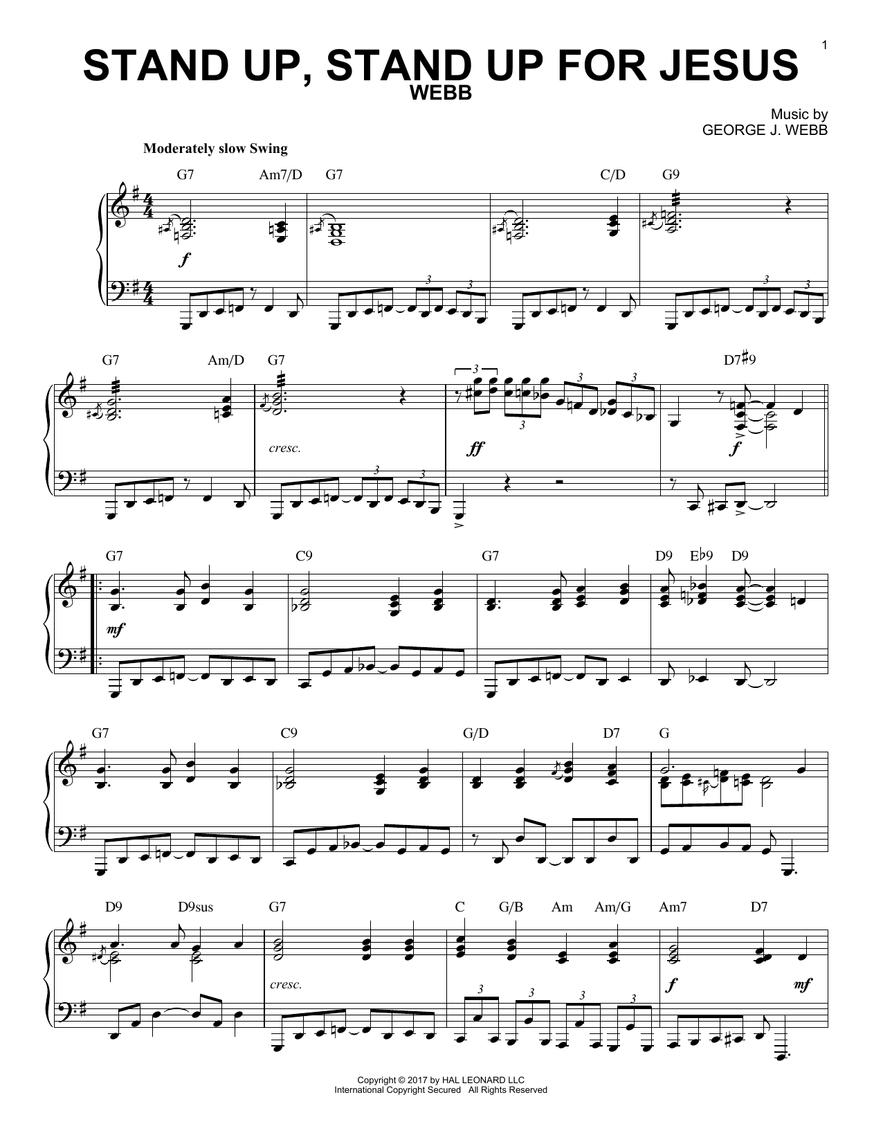 George Duffield, Jr. Stand Up, Stand Up For Jesus [Jazz version] sheet music notes and chords. Download Printable PDF.