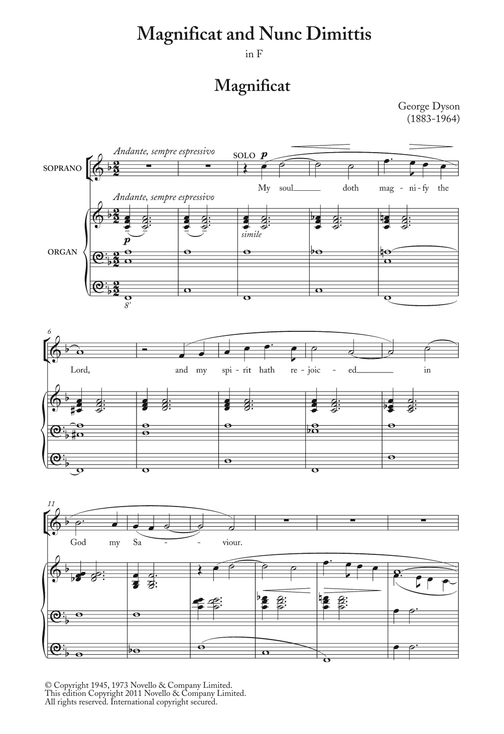Learn to play George Dyson Magnificat And Nunc Dimittis In F sheet music for Choir in minutes. Price: 3.9900$ George Dyson Magnificat And Nunc Dimittis In F sheet music notes and chords arranged for Choir