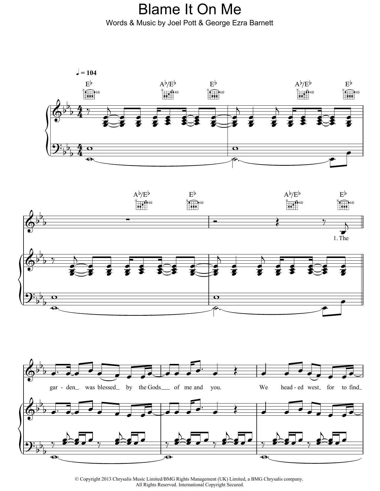 George Ezra Blame It On Me sheet music notes and chords. Download Printable PDF.