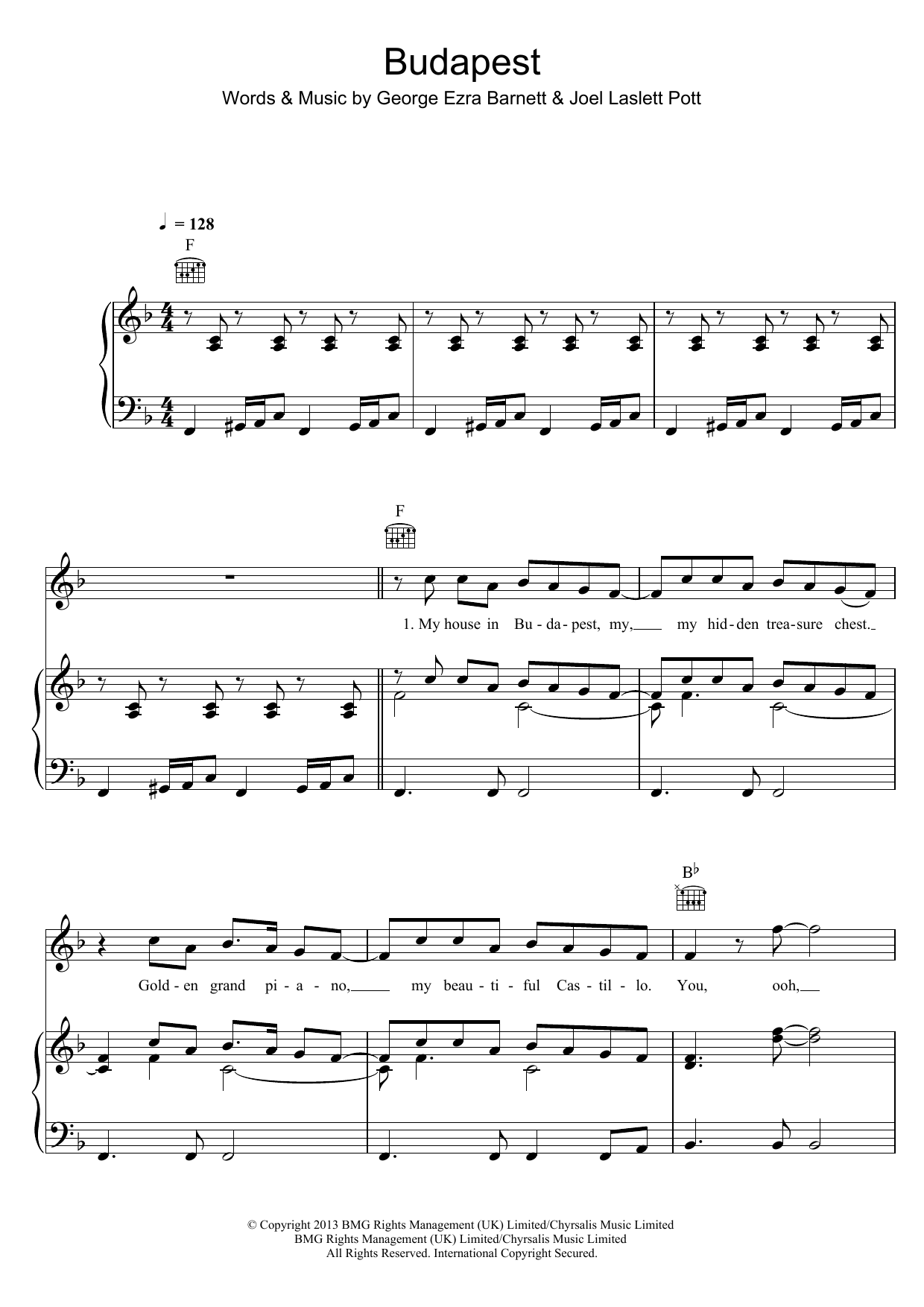 George Ezra Budapest sheet music notes and chords. Download Printable PDF.