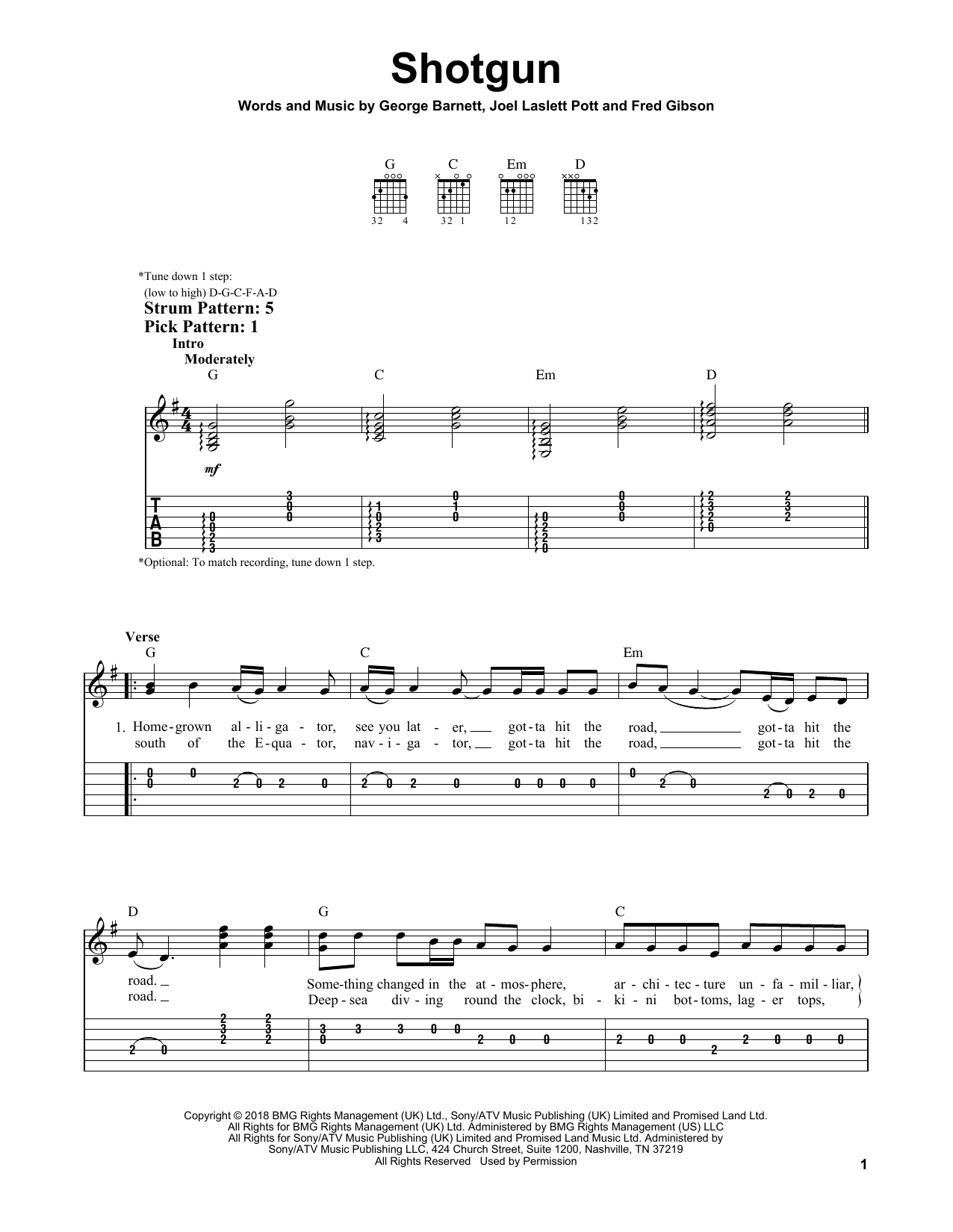 George Ezra Shotgun sheet music notes and chords. Download Printable PDF.