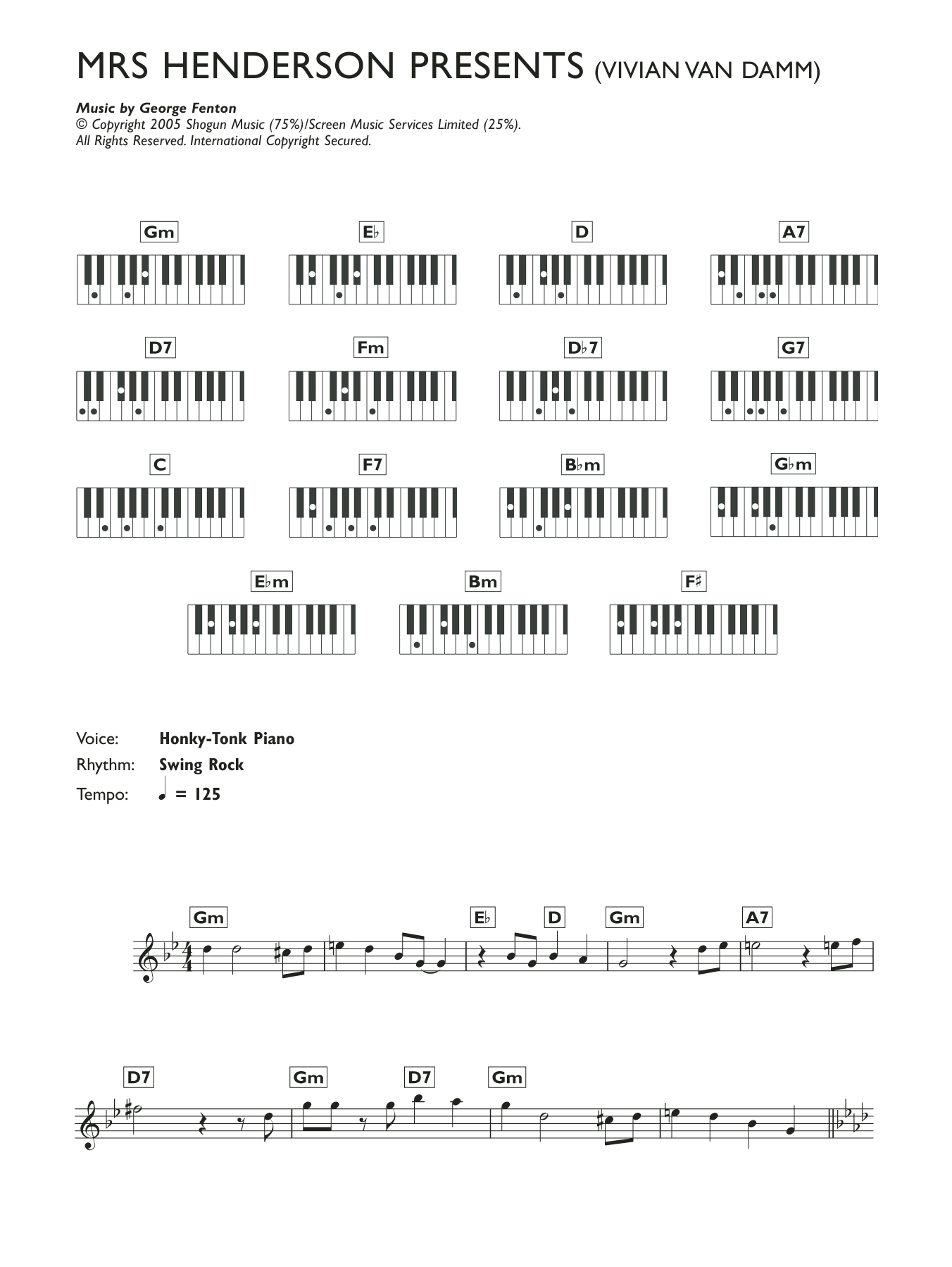 Learn to play George Fenton Vivian Van Damm sheet music for Piano Chords/Lyrics in minutes. Price: 4.4900$ George Fenton Vivian Van Damm sheet music notes and chords arranged for Piano Chords/Lyrics