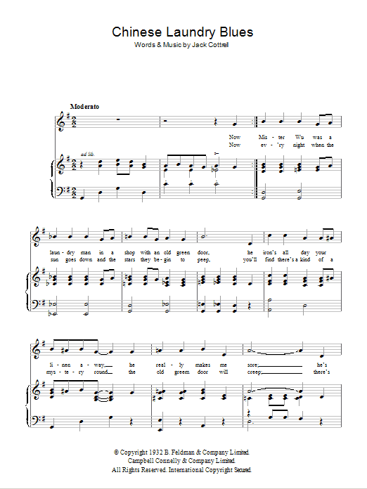 Learn to play George Formby Chinese Laundry Blues sheet music for Piano, Vocal & Guitar Chords in minutes. Price: 7.8900$ George Formby Chinese Laundry Blues sheet music notes and chords arranged for Piano, Vocal & Guitar Chords