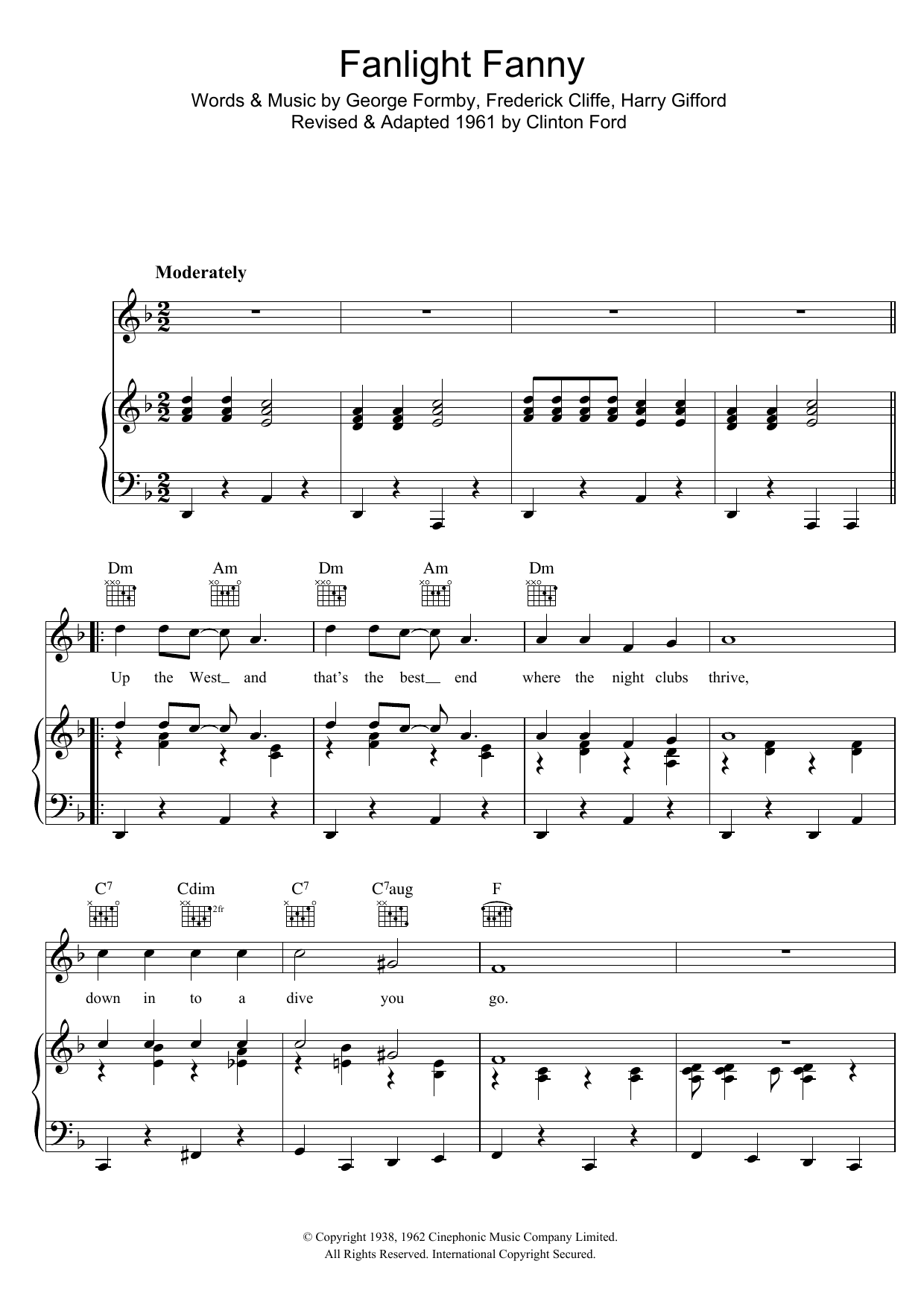 Learn to play George Formby Fanlight Fanny sheet music for Piano, Vocal & Guitar Chords in minutes. Price: 7.8900$ George Formby Fanlight Fanny sheet music notes and chords arranged for Piano, Vocal & Guitar Chords