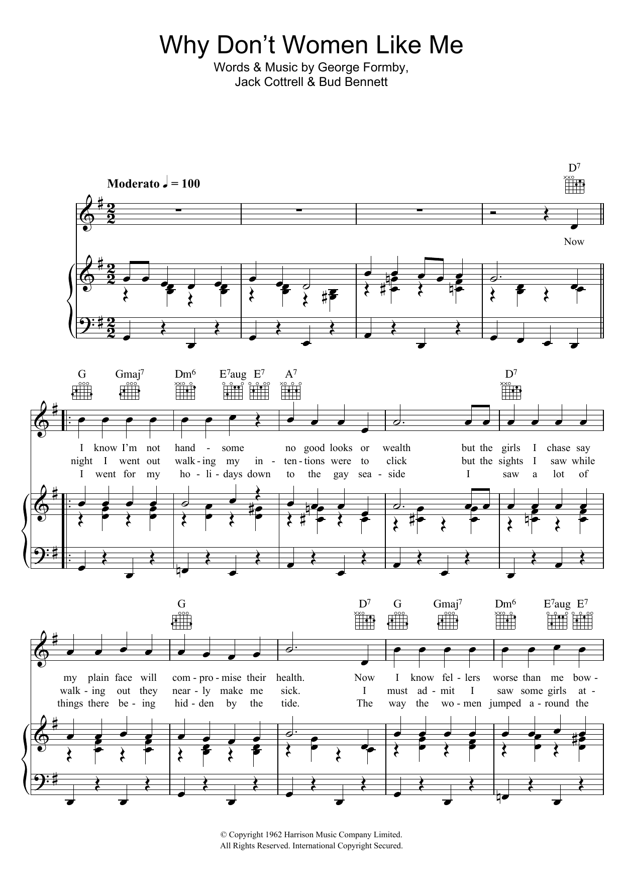 George Formby Why Don't Women Like Me? sheet music notes and chords arranged for Piano, Vocal & Guitar Chords