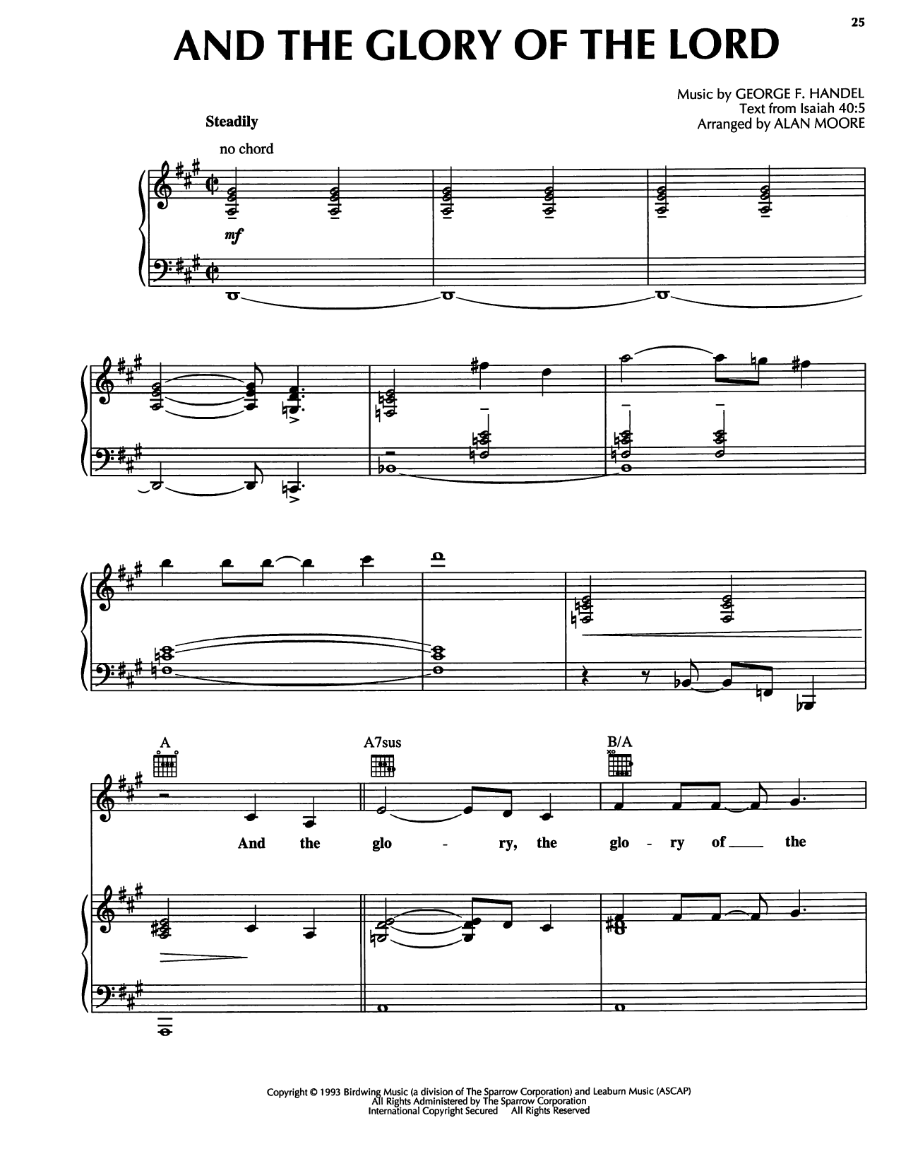 Learn to play George Frideric Handel And The Glory Of The Lord sheet music for Piano, Vocal & Guitar Chords (Right-Hand Melody) in minutes. Price: 7.8900$ George Frideric Handel And The Glory Of The Lord sheet music notes and chords arranged for Piano, Vocal & Guitar Chords (Right-Hand Melody)